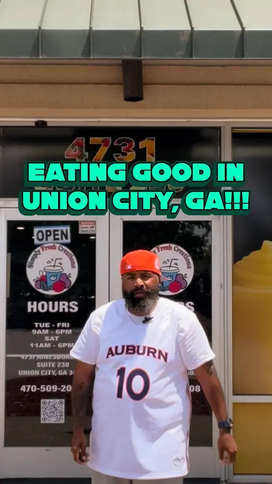 Simply Fresh Creations in Union City showing smoothies, protein shakes, açaí bowls, fruit cups, salads, wraps, video by Kristen Truitt on Facebook