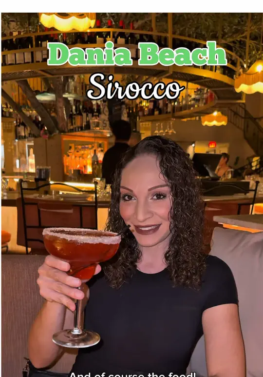 Sirocco Mediterranean Restaurant & Lounge - Dania Pointe in Dania Beach showing appetizer sampler, hummus, stuffed grape leaves, fried kibbeh, lebanese cheese rolls, greek salad, lebanese bistec, keftah kabob, kunafeh, lebanese ice, video by ms.soflo on TikTok