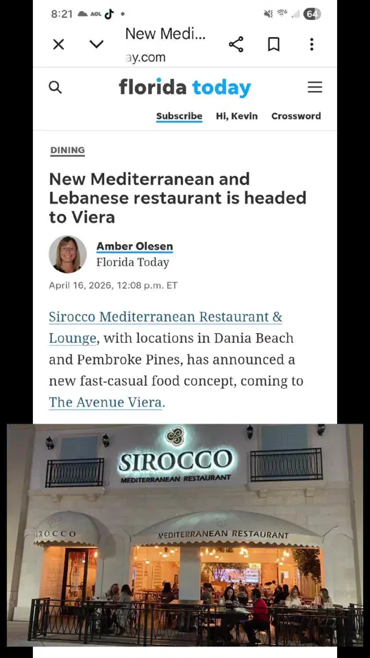 Sirocco Mediterranean Restaurant & Lounge in Pembroke Pines showing restaurant announcement, fast-casual concept, shawarma, video by spacecoastlbk1 on TikTok