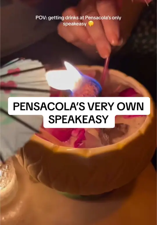 Sister Hen in Pensacola showing speakeasy, unique drinks, video by annasadventures88 on TikTok
