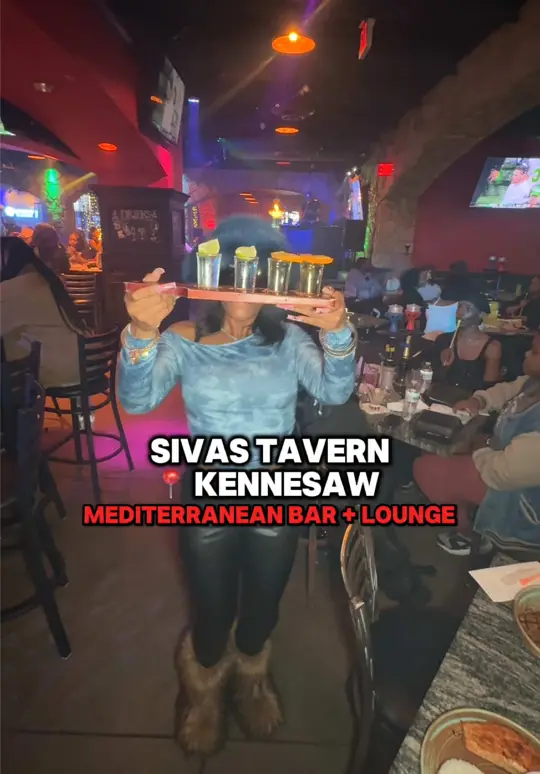 Sivas Tavern in Kennesaw showing visit, lamb chops, flight of drinks, video by twocentsliyah on TikTok
