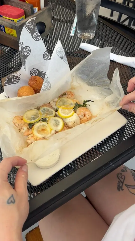 Six Feet Under Pub & Fish House - Grant Park in Atlanta showing food, shrimp and scallops, video by Six Feet Under Pub & Fish House on Facebook