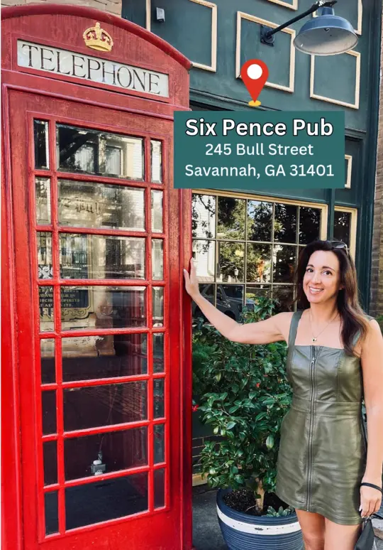 Six Pence Pub in Savannah showing review, traditional american comfort food, british comfort food, scotch eggs, sports, people-watching, video by acaponeconnection on TikTok