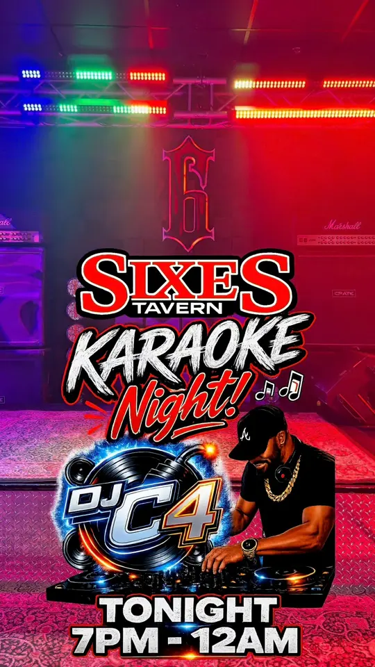 Sixes Tavern in Cartersville showing karaoke, dj show, friday night event, video by Bartow News 1 on Facebook