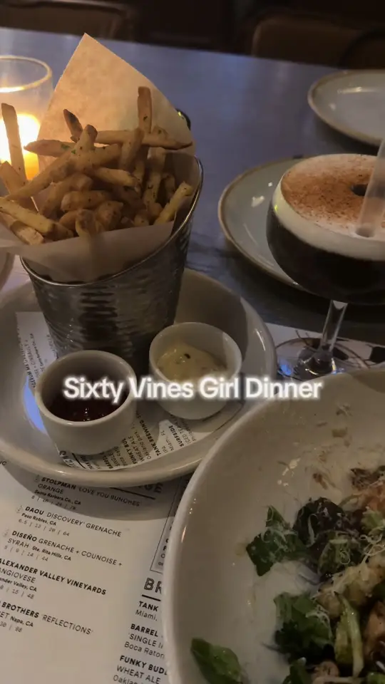 Sixty Vines in Miami showing cocktail, girldinner, video by kaitlynpavuk on TikTok