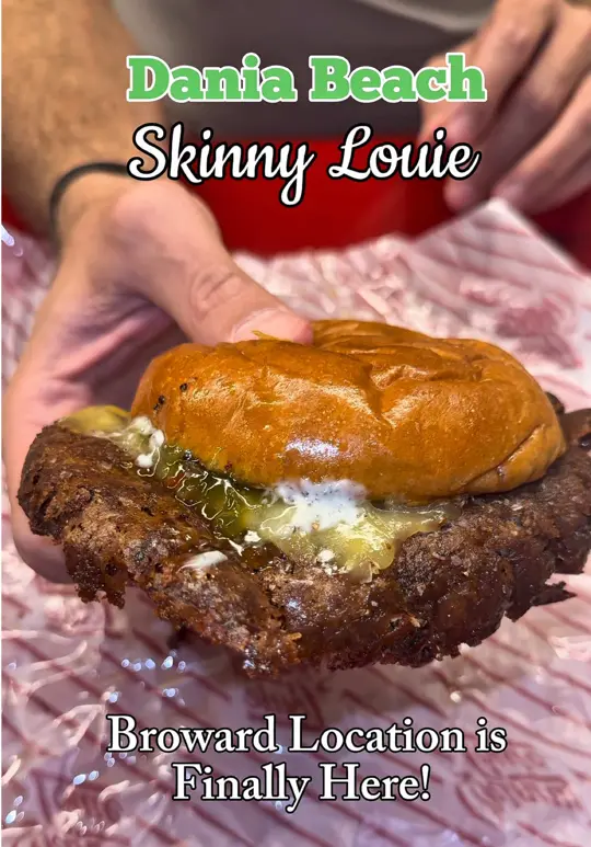Skinny Louie in Dania Beach showing food, classic burger, skinny louie cheeseburger, secret menu burger, video by ms.soflo on TikTok