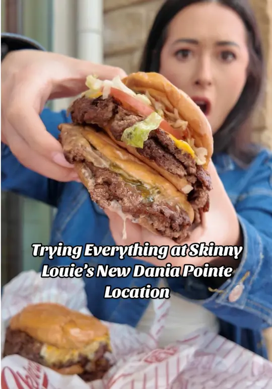 Skinny Louie in Dania Beach showing burger, the very best burger, video by sydney.austinn on TikTok