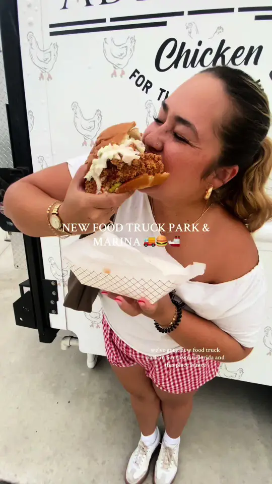 Slipaway Food Truck Park & Marina in Cape Coral showing food truck park, waterside dining, full service bar, pet friendly atmosphere, video by sunnycoastblog on TikTok