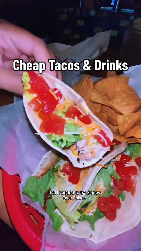 Sloppy Taco Palace in Orlando showing food, tacos, drinks, cocktails, video by orlandoqueen on TikTok