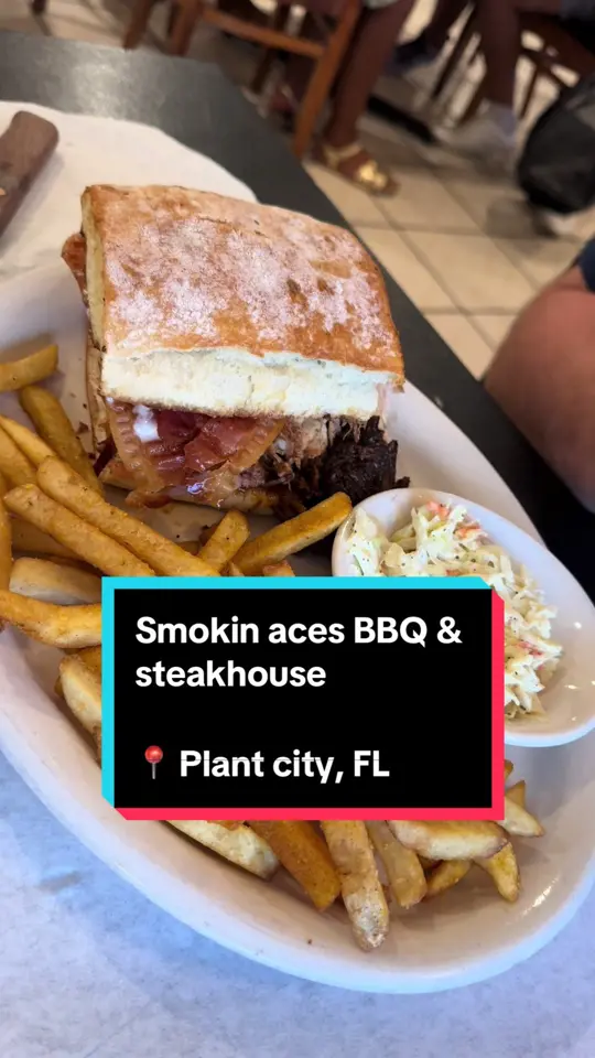 Smokin' Aces BBQ & Steakhouse Plant City in Plant City showing restaurant visit, bbq food, video by southflmomchronicles on TikTok