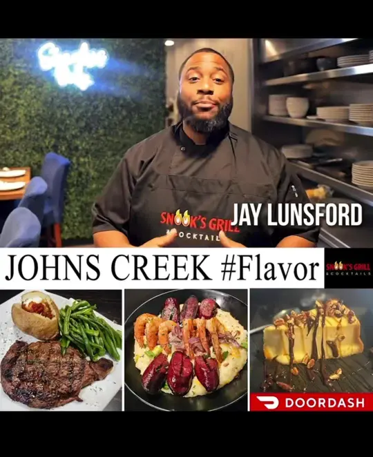Snook's Grill & Cocktails in Johns Creek showing food, cocktails, restaurant visit, video by snooksgrillandcocktails on TikTok