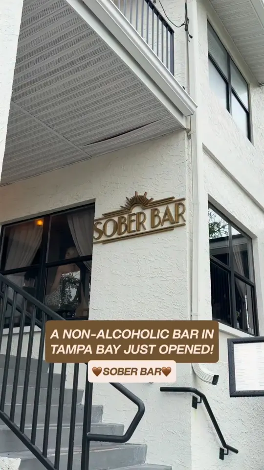 Sober Bar in Gulfport showing cocktail, zero-proof cocktail; drink, kava; food, nola-inspired bites, video by Stuff to Do in Tampa Bay on Facebook