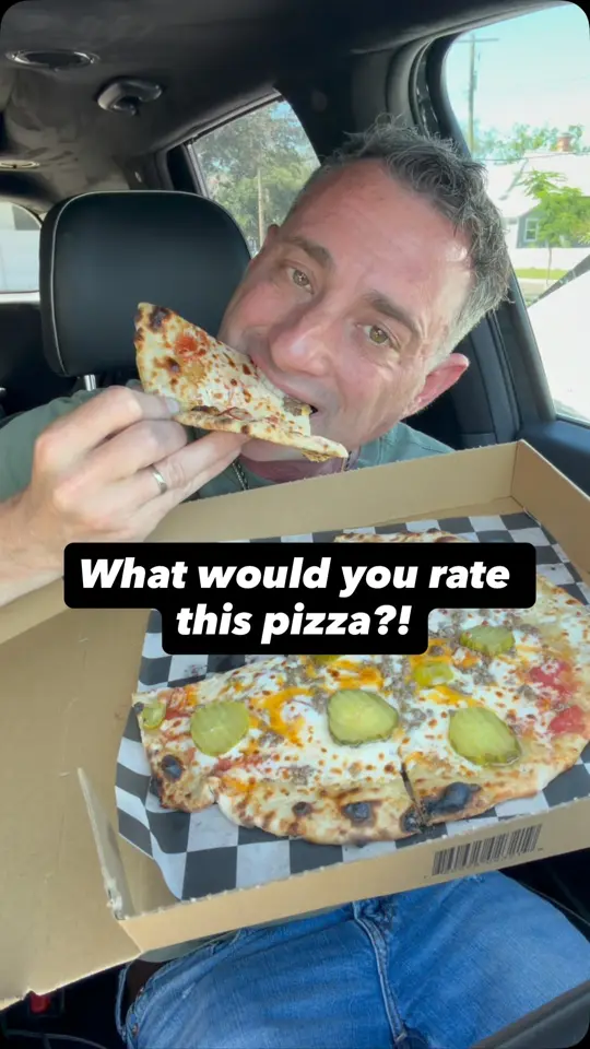  in Florida showing pizza, food review, video by Foodie Justice on Facebook