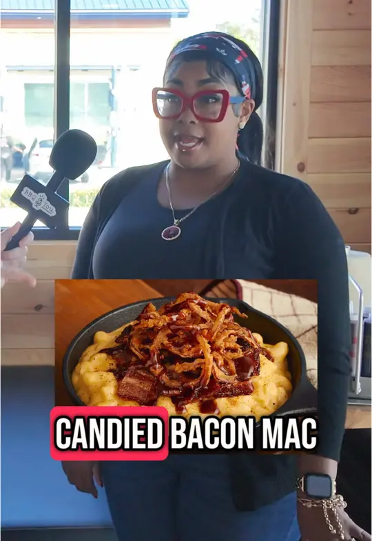 Sonny's BBQ in Marietta showing candy, candied bacon mac, video by sonnysbbq on TikTok