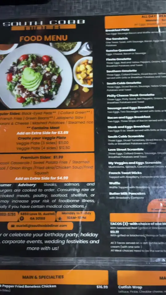 South Cobb Diner in Austell showing food, video by angie77466 on TikTok