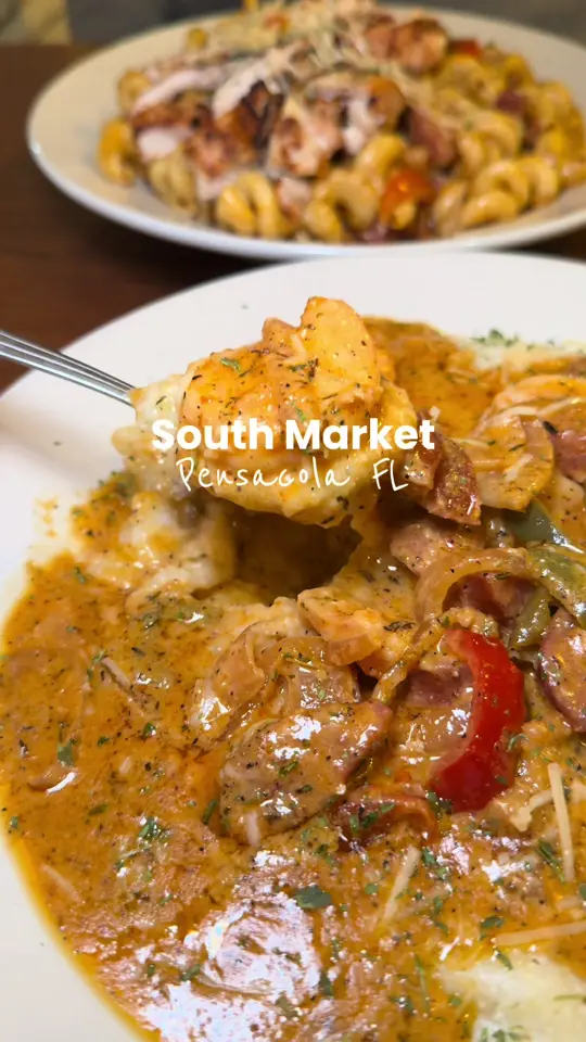 South Market in Pensacola showing review, visit, food, menu items, dip trip trio, video by lindsie.carter on TikTok