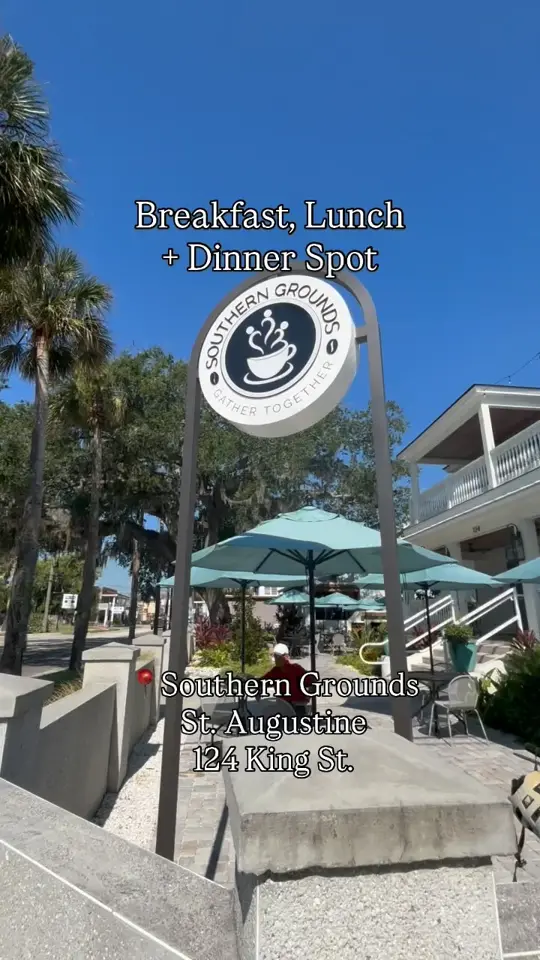 Southern Grounds in Jacksonville showing coffee, tea, wine, breakfast, pastries, lunch, dinner, video by St. Augustine, Florida on Facebook