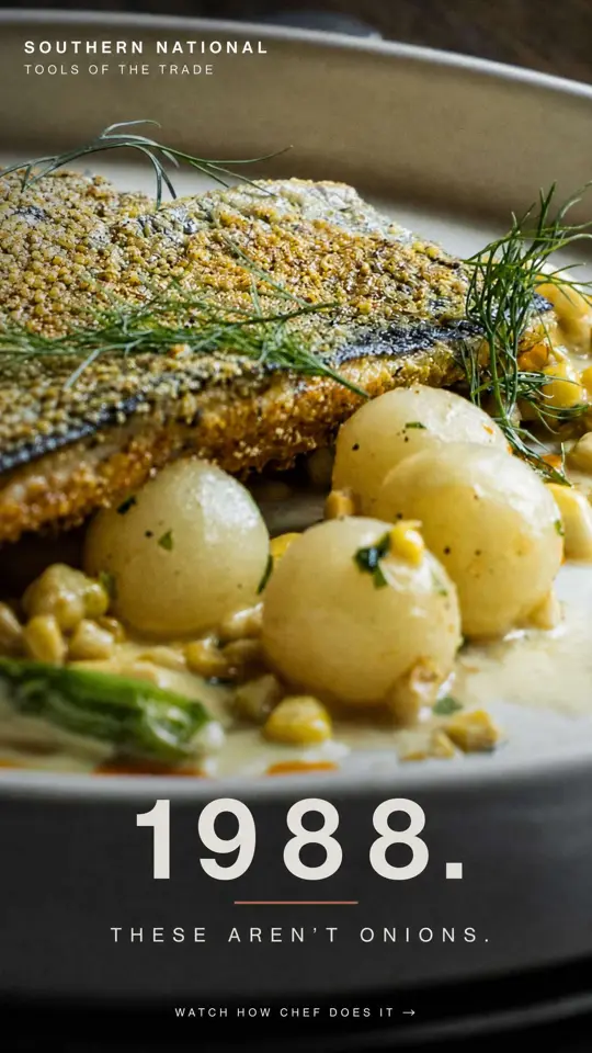 Southern National in Atlanta showing food, cornmeal dusted trout, dish, hand-scooped potatoes, video by southernnationalatl on TikTok
