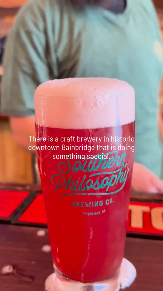 Southern Philosophy Brewing in Bainbridge showing bar, atmosphere, visit, video by Visit Bainbridge, GA on Facebook