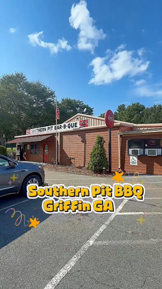 Southern Pit Bar-B-Que in Griffin showing visit, southern pit bar-b-que, video by Rheannon Ferguson on Facebook