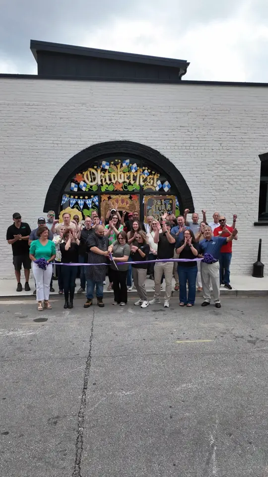 Southern Social by Fire Maker Brewing in Griffin showing ribbon cutting, grand re-opening, brewery, bar, chicken, video by Griffin/Spalding Chamber of Commerce on Facebook