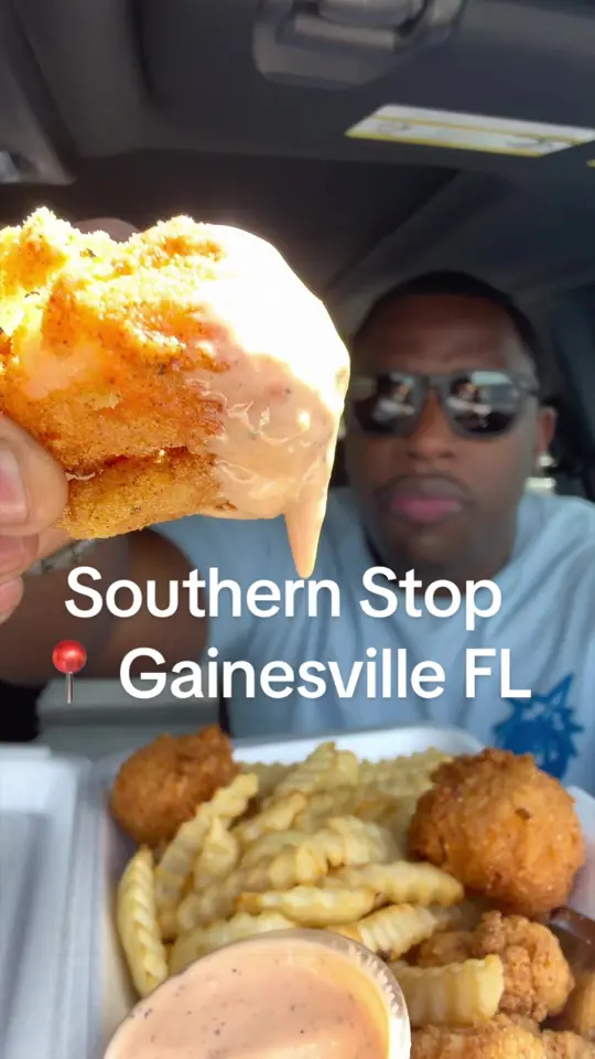 Southern Stop in Gainesville showing food review, shrimp combo, video by viewsofafoodie on TikTok