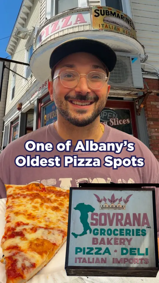 Sovrana Grocery Bakery & Deli in Albany showing pizza, atmosphere, visit, video by Around Albany on Facebook