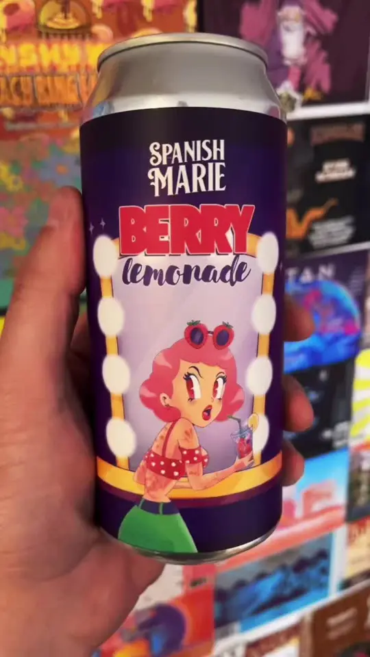 Spanish Marie Brewery in Miami showing drink, berry lemonade, video by craftbeerpete on TikTok