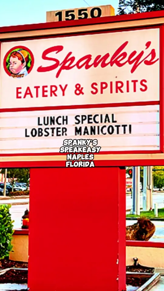 Spanky's Speakeasy in Naples showing review, visit, new york strip, super cheeseburger, grilled chicken sandwich, chicken tenders, video by resortexplor on TikTok