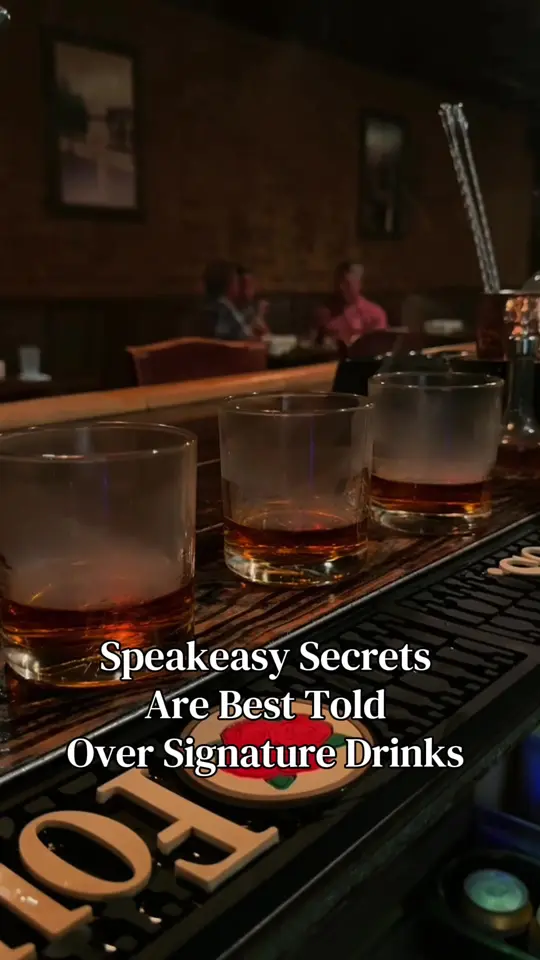 Speakeasy in Columbus showing cocktail, speakeasy atmosphere, video by the18thamendment on TikTok