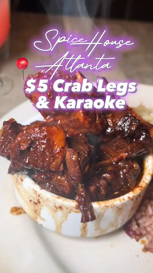 Spice House Lithonia in Lithonia showing visit, review, food, spice egg rolls, oxtail dip, cajun crab legs, tropical glazed salmon, jerk lamb chops, spice house oxtails, drinks, ace punch, video by twocentsliyah on TikTok