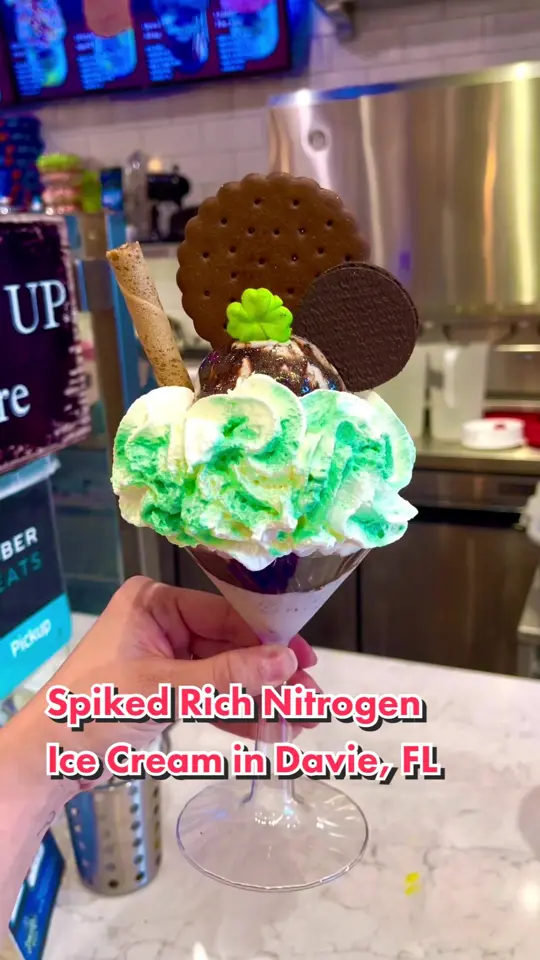 Spiked Rich Nitrogen Ice Cream in Davie showing ice cream, spiked rich nitrogen ice cream, video by jackiemesa on TikTok