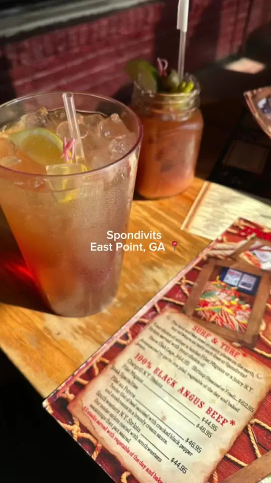 Spondivits in East Point showing restaurant visit, seafood, coconut shrimp, video by ohdesssa on TikTok