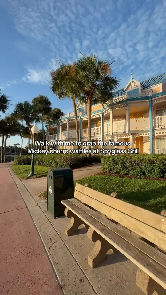 Storybook Treats Bay Lake in Florida showing food, mickey churro waffles, video by Whitney Magic Travels on Facebook