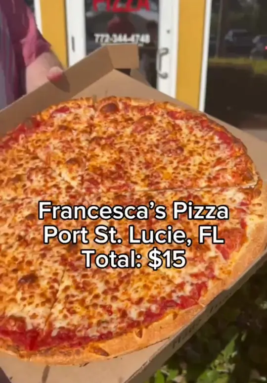 St. Lucie West Pizzeria in Port St. Lucie showing pizza, video by baldy_eats on TikTok