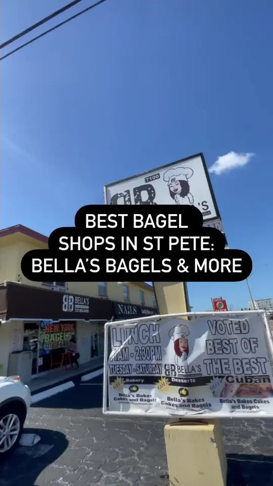 St. Pete Bagel Co. in Dunedin showing visit, bagel shop, video by ilovetheburgstpete on TikTok