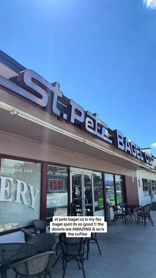 St. Pete Bagel Co. in Kenneth City showing review, bagels, video by devncsplichal on TikTok