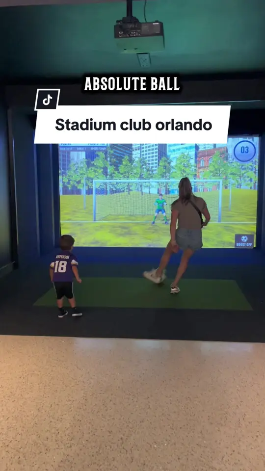 Stadium Club in Orlando showing sports bar, interactive simulator suites, massive tv screens, stand-out food, star-studded menu, visit, video by cheatdayorlando on TikTok