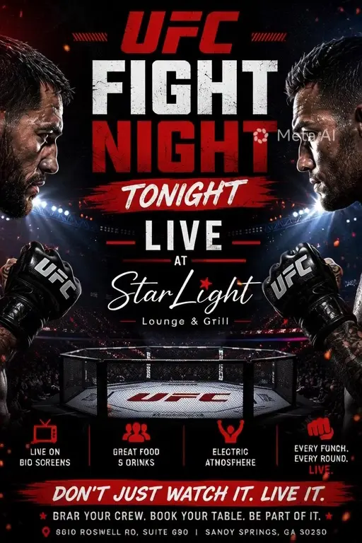 Starlight Lounge & Grill in Sandy Springs showing sports, ufc, video by starlightloungengrill on TikTok