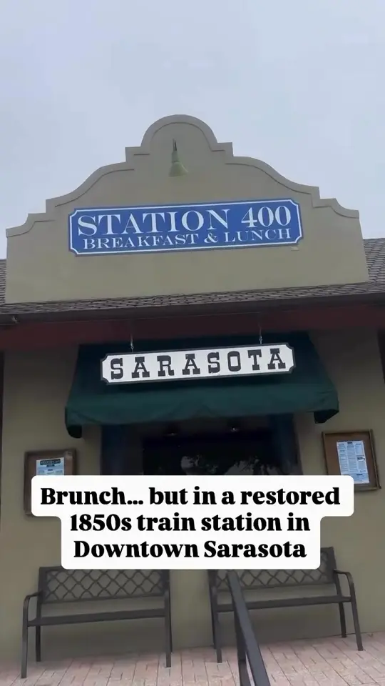 Station 400 in Lakewood Ranch showing restaurant visit, atmosphere, historic building, breakfast, lunch, video by Station 400 Sarasota on Facebook