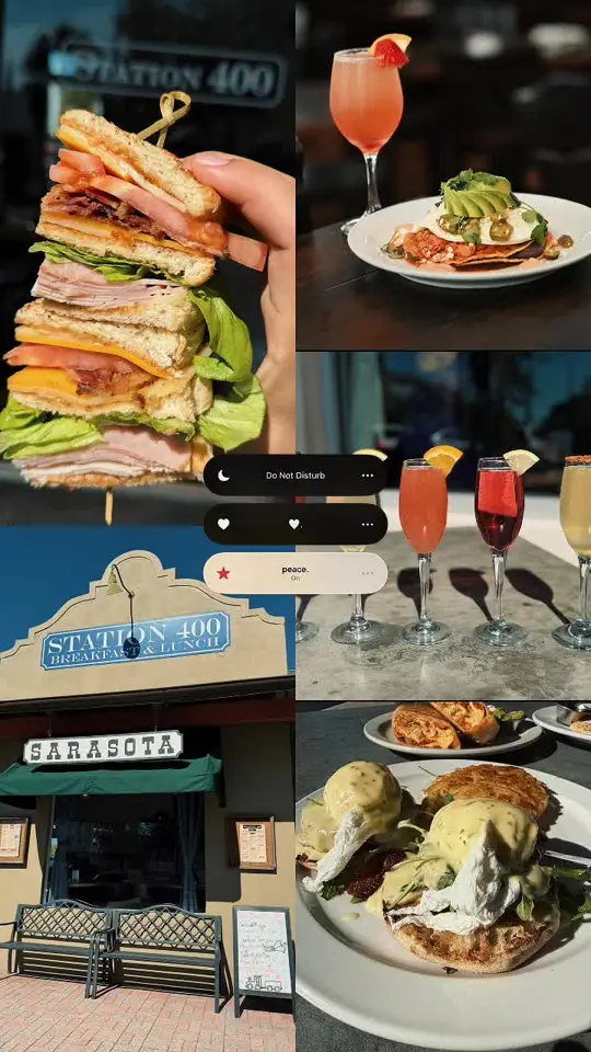 Station 400 in Lakewood Ranch showing brunch, train decor, video by station400srq on TikTok