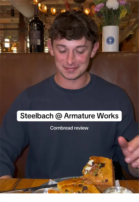 Steelbach in Tampa showing food review, cornbread, honey butter, video by jake6young on TikTok