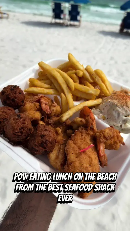 STEWBY'S Seafood Shanty in Fort Walton Beach showing review, fried seafood, stewby’s combo, fried shrimp, grouper, video by lifewjibran on TikTok