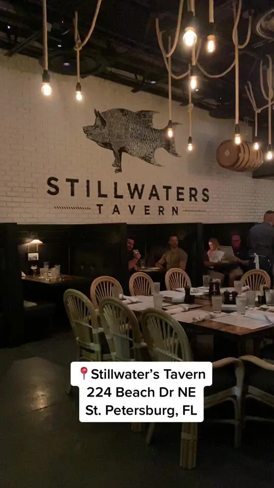 Stillwaters Tavern in St. Petersburg showing review, visit, video by thetampabayguide on TikTok