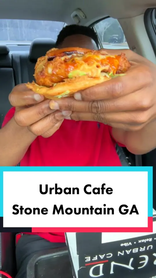 Stone Mountain Pizza Cafe in Stone Mountain showing food review, agave wings, tilapia sandwich, video by mr.chimetime on TikTok