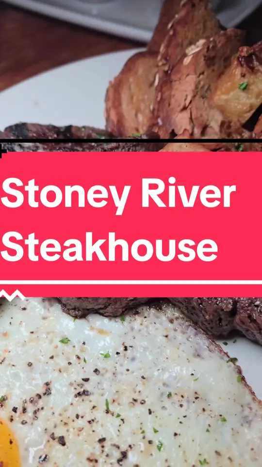 Stoney River Steakhouse and Grill in Atlanta showing review, brunch, video by antlantaeats on TikTok