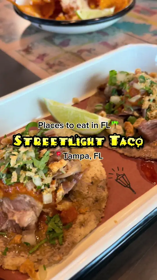Streetlight Taco in Tampa showing food review, tacos, doriesquites, video by kaymarie023 on TikTok