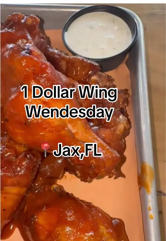 Strings Sports Brewery in Jacksonville showing 1 dollar wings, video by thejaxexperience_904 on TikTok
