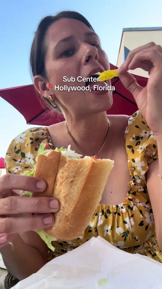 Sub Center in Hollywood showing visit, review, birch beer, video by beautifuldaywithamanda on TikTok