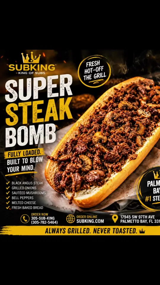  in Florida showing food, steak sub, video by subkingsubs on TikTok